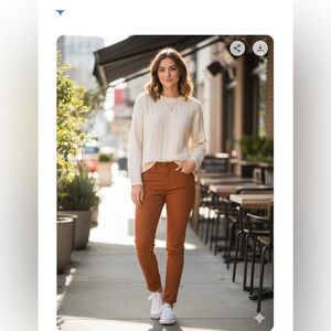 Nanette Lepore Women's Cotton Burnt Orange Straight Leg Pants